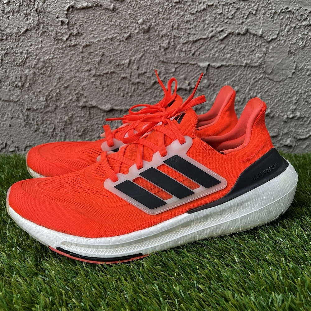 adidas Shoes Men Size 12 UltraBoost Light Low Solar Red Black Sneakers